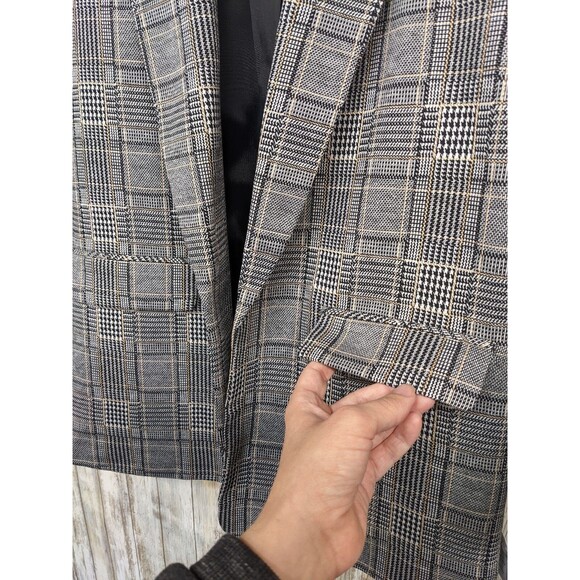 Jones Studio Womens Check Houndstooth Open Blazer XS Retro 80s 90s Boxy NWT $70 - Picture 2 of 10